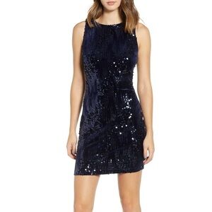 Ina Black and Blue Sequin Mini Dress